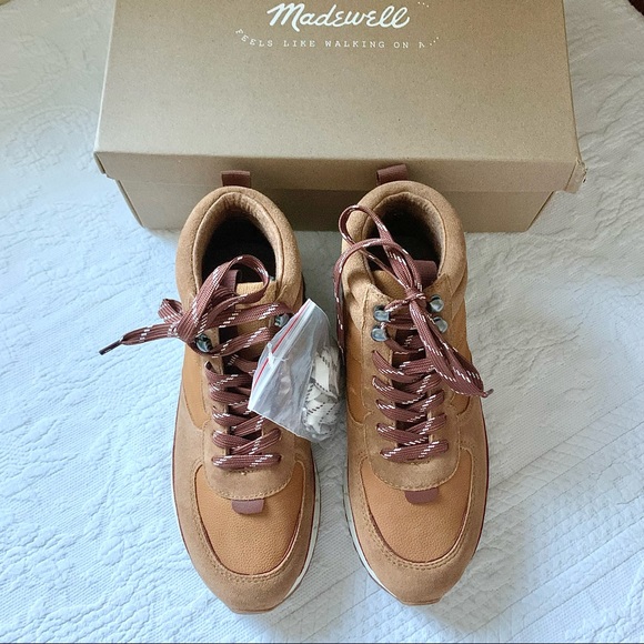 NEW Madewell High Top Kickoff Trainer Sneaker Suede Weathered Walnut Multi 6.5 7 - Picture 14 of 16